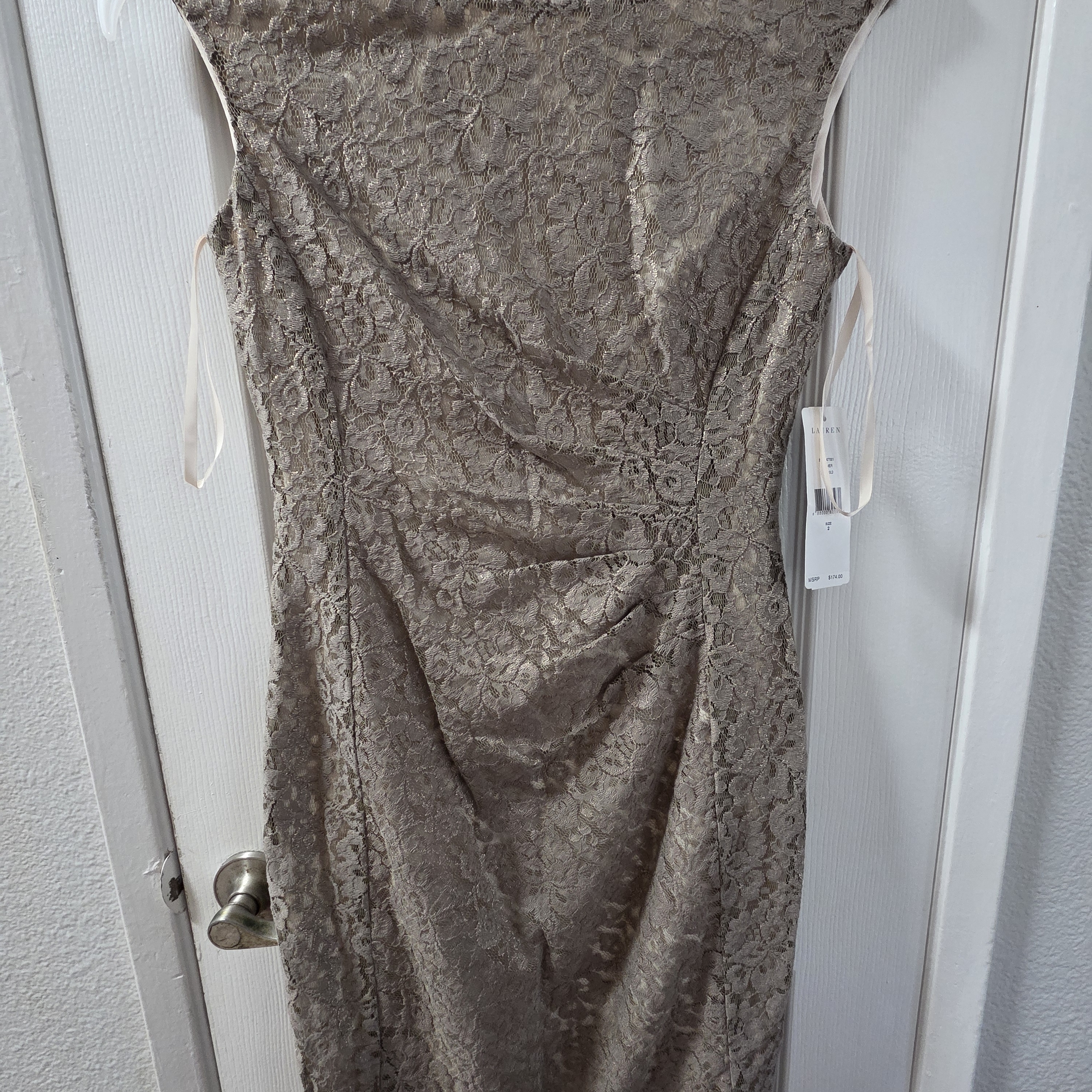 Ralph Lauren Tan Lace Midi Dress